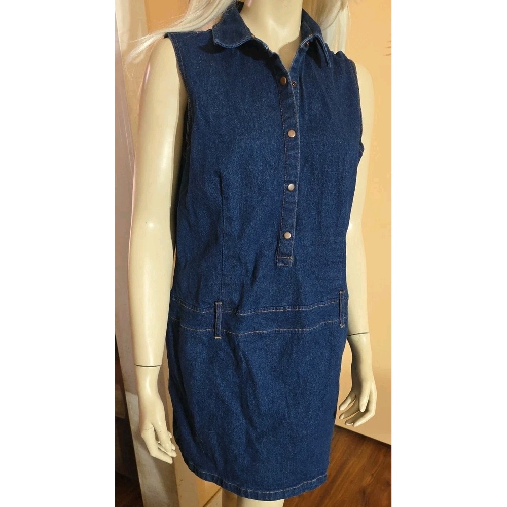 Vintage Y2K Old Navy denim quarter button down dress Sz 14